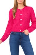 CeCe Heart Button Pointell Cardigan
