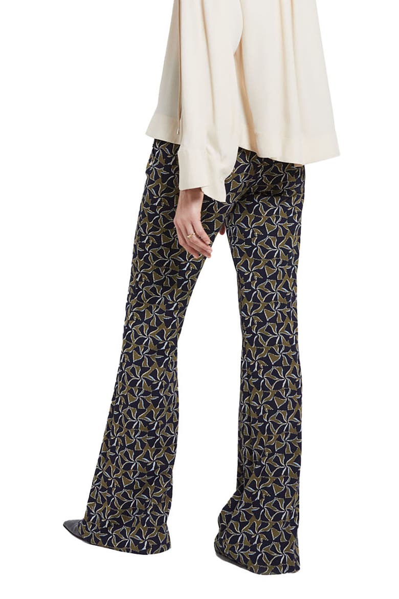 Printed Flare Trousers, Alternate, color, Blue