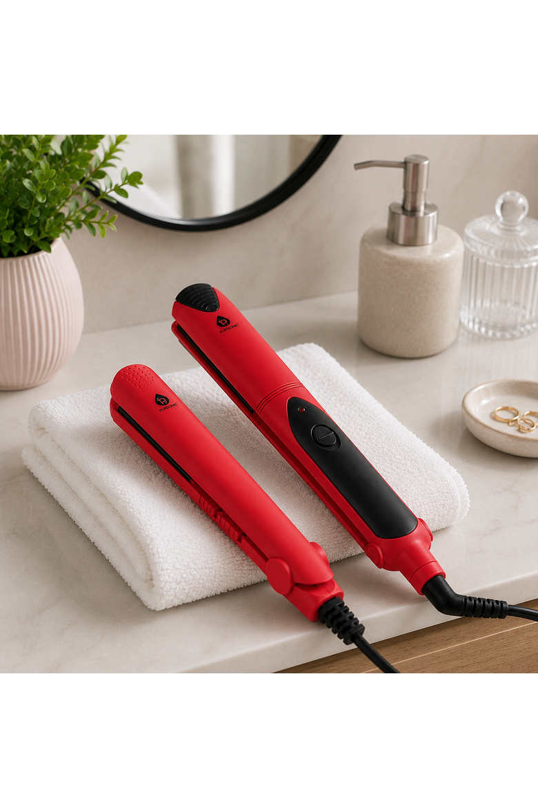 Flat Iron with A Free Travel Straightener, Alternate, color, Red