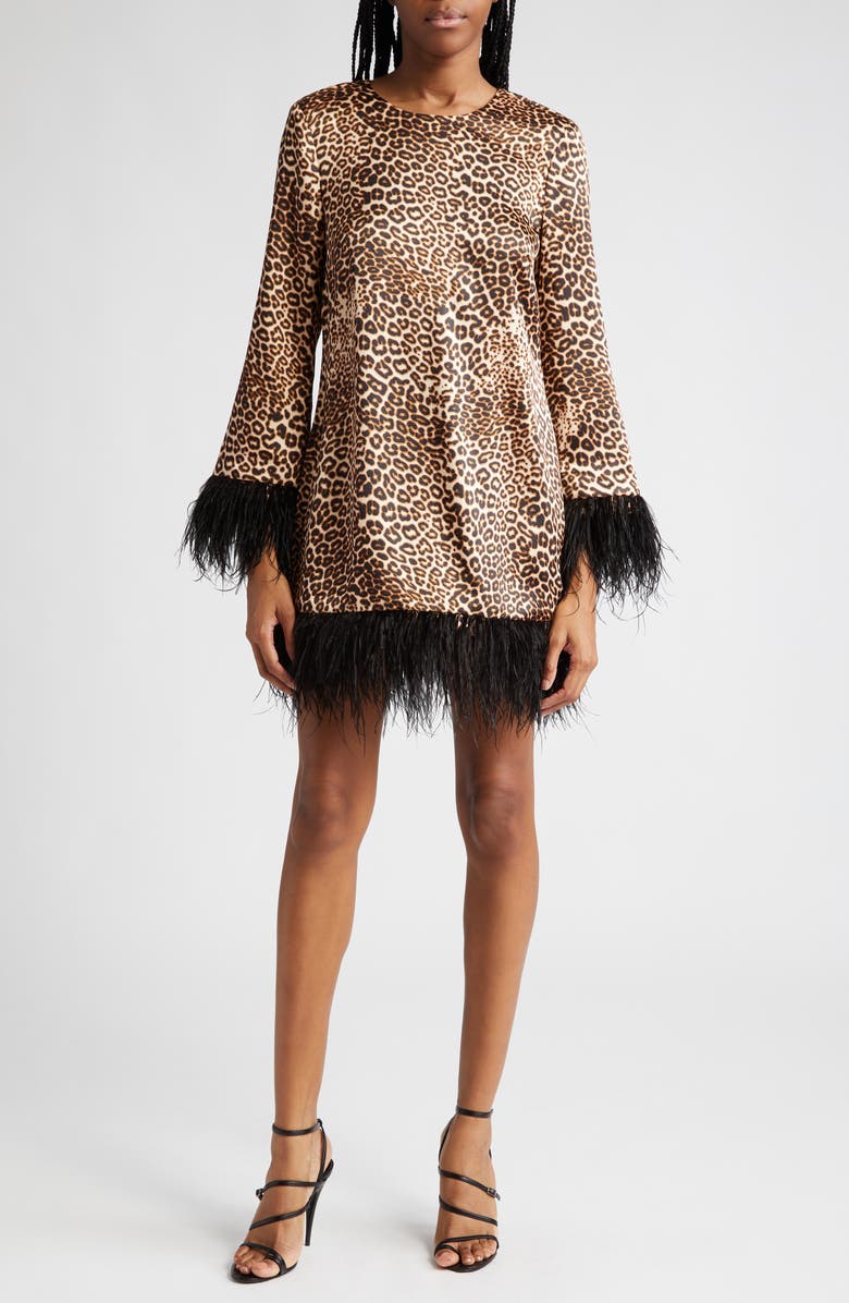 LIKELY Marullo Feather Long Sleeve Dress, Main, color, 