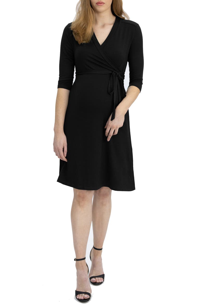 Jersey Maternity/Nursing Wrap Dress, Main, color, BLACK
