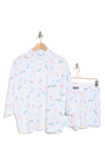 Dkny Logo Short Pajamas In White Logo