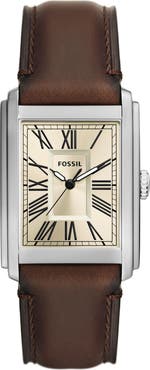 Fossil Carraway Leather Strap Watch, 30mm
