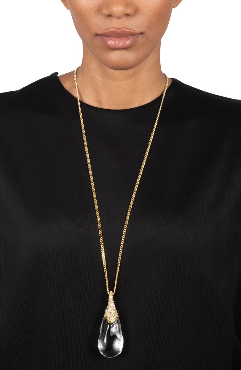 Alexis Bittar Liquid Lucite<sup>®</sup> Teardrop Pendant Necklace, Main, color, Gold