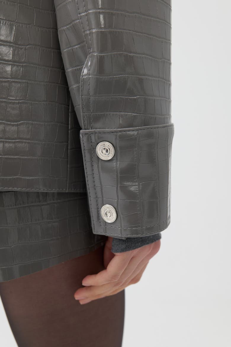 Shirt Collar Faux Leather Jacket, Alternate, color, Grey