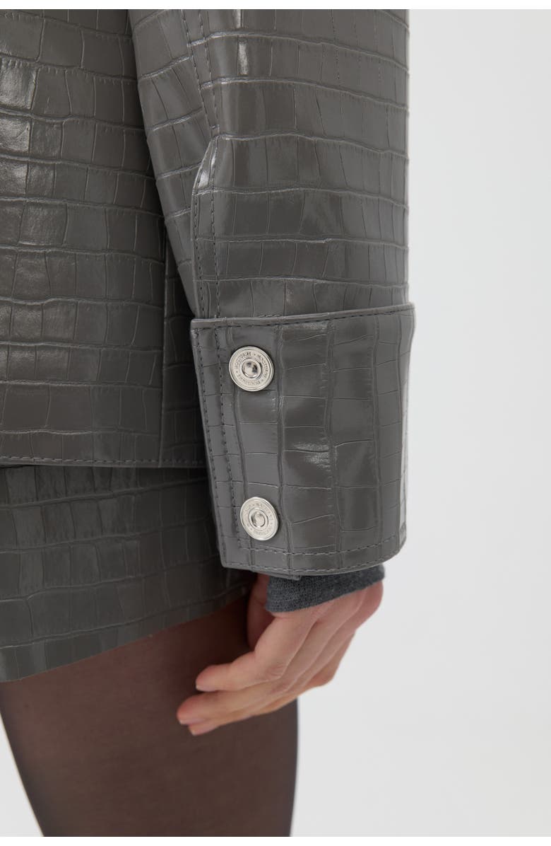 Nocturne Shirt Collar Faux Leather Jacket, Alternate, color,