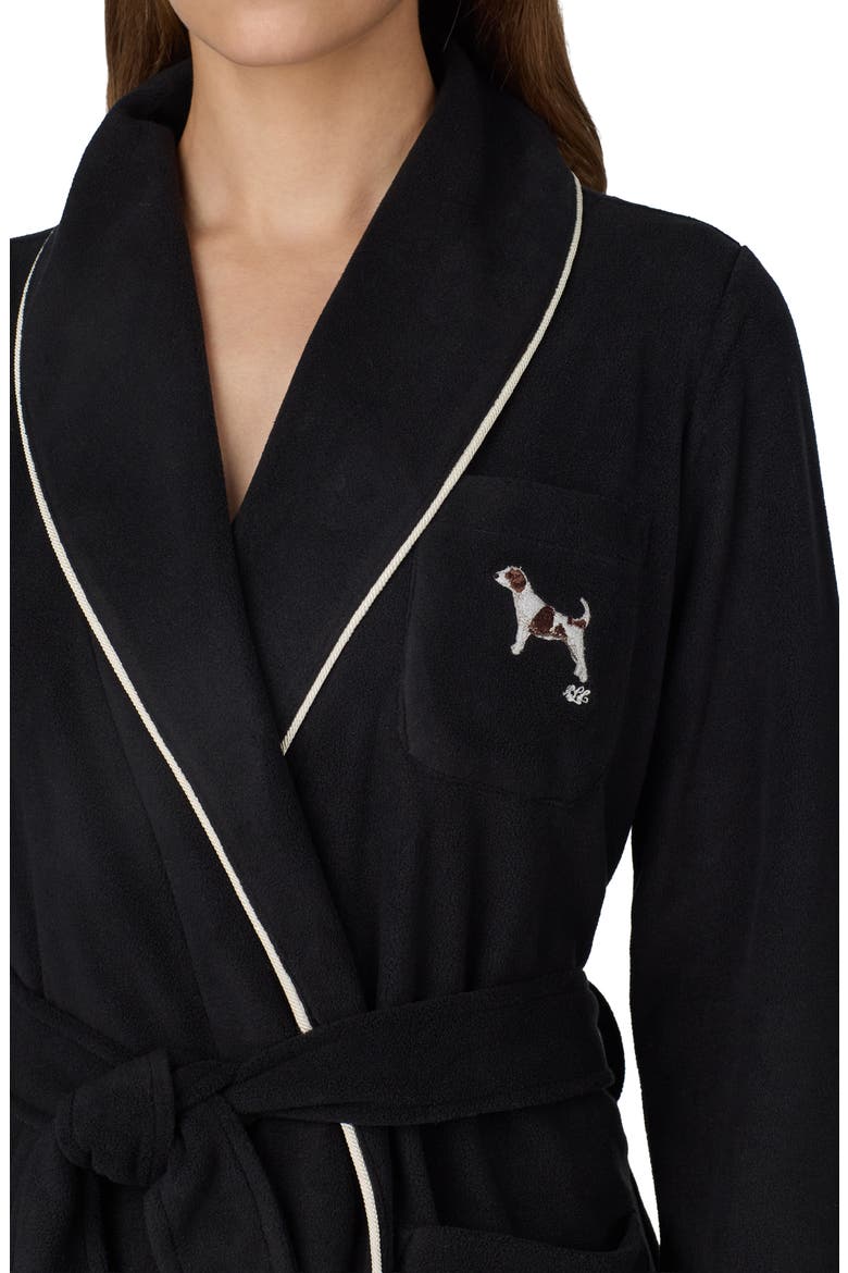 Shawl Collar Short Robe, Alternate, color, BLACK