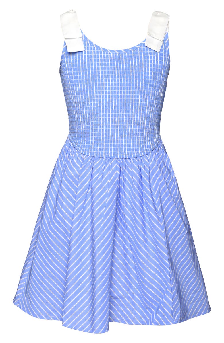 Truly Me Kids' Smocked Bodice Sundress, Main, color, Blue Stripe