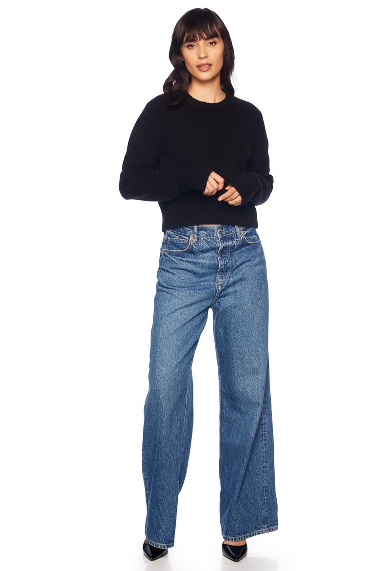 Mapache Mohair & Wool Blend Crewneck Sweater, Alternate, color, BLACK