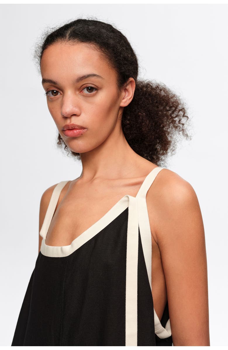 Bimba y Lola Straight Jumpsuit With Contrasting Straps, Alternate, color, Black