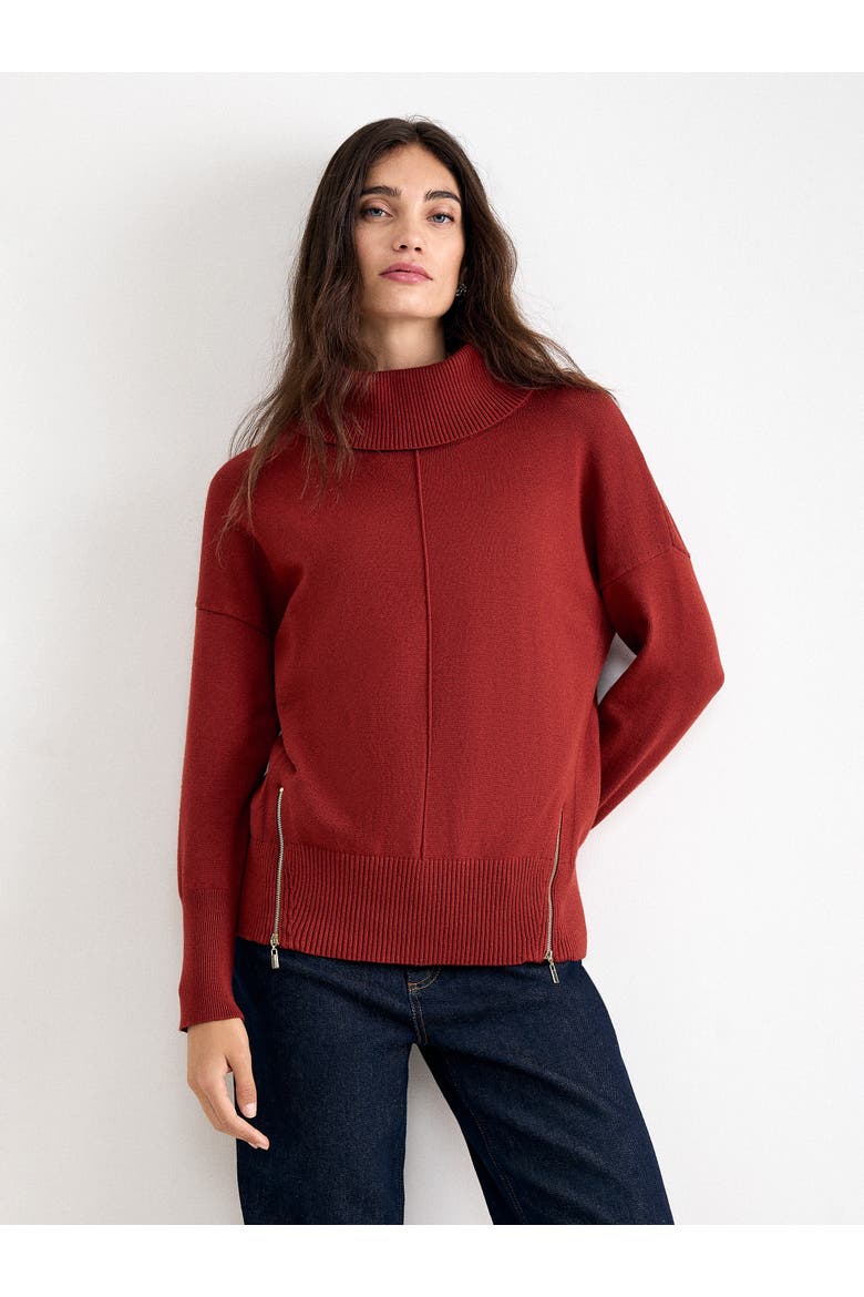 Steph Roll Neck Zip Hem Jumper, Main, color, Orange