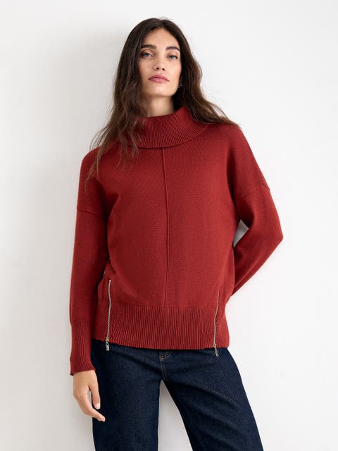Steph Roll Neck Zip Hem Jumper