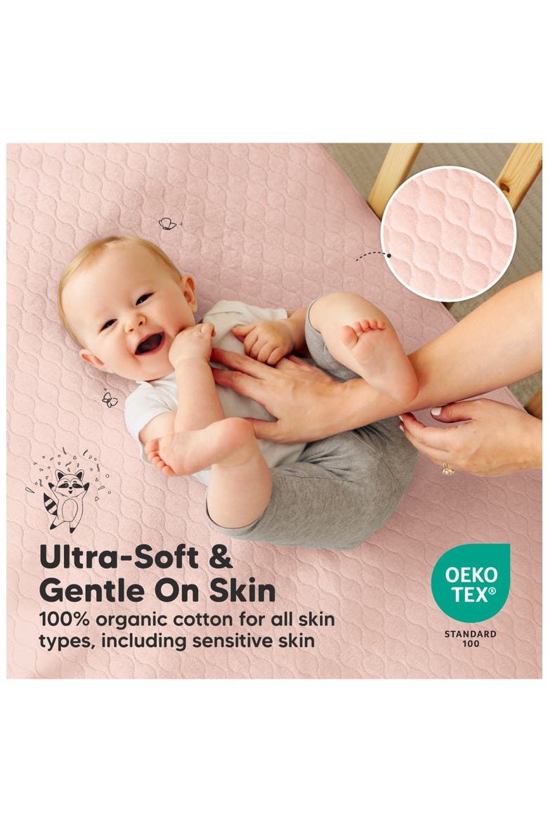 2-Pack Mavy Protect+ Waterproof Crib Mattress Protector, Alternate, color, Mist Rose