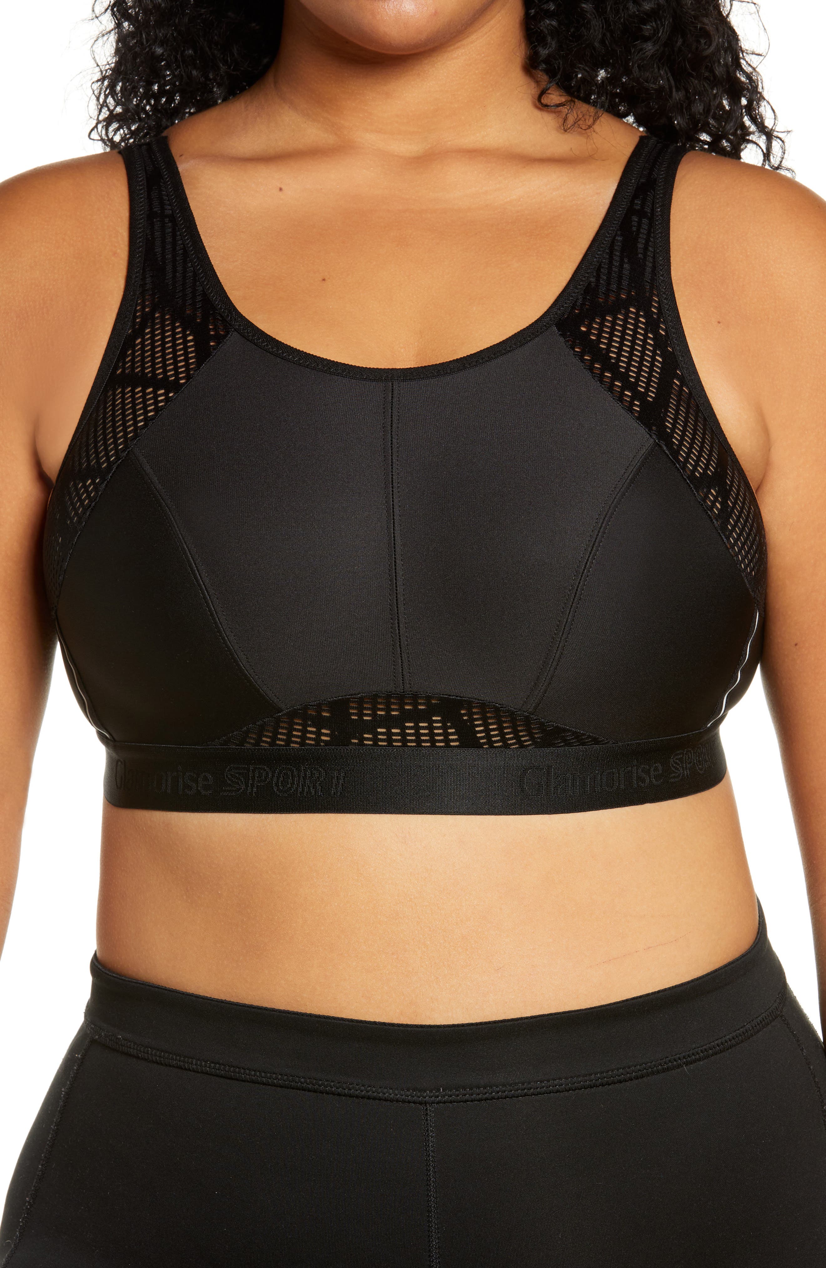 Glamorise No-Sweat Full Figure Mesh Sports Bra in Black 