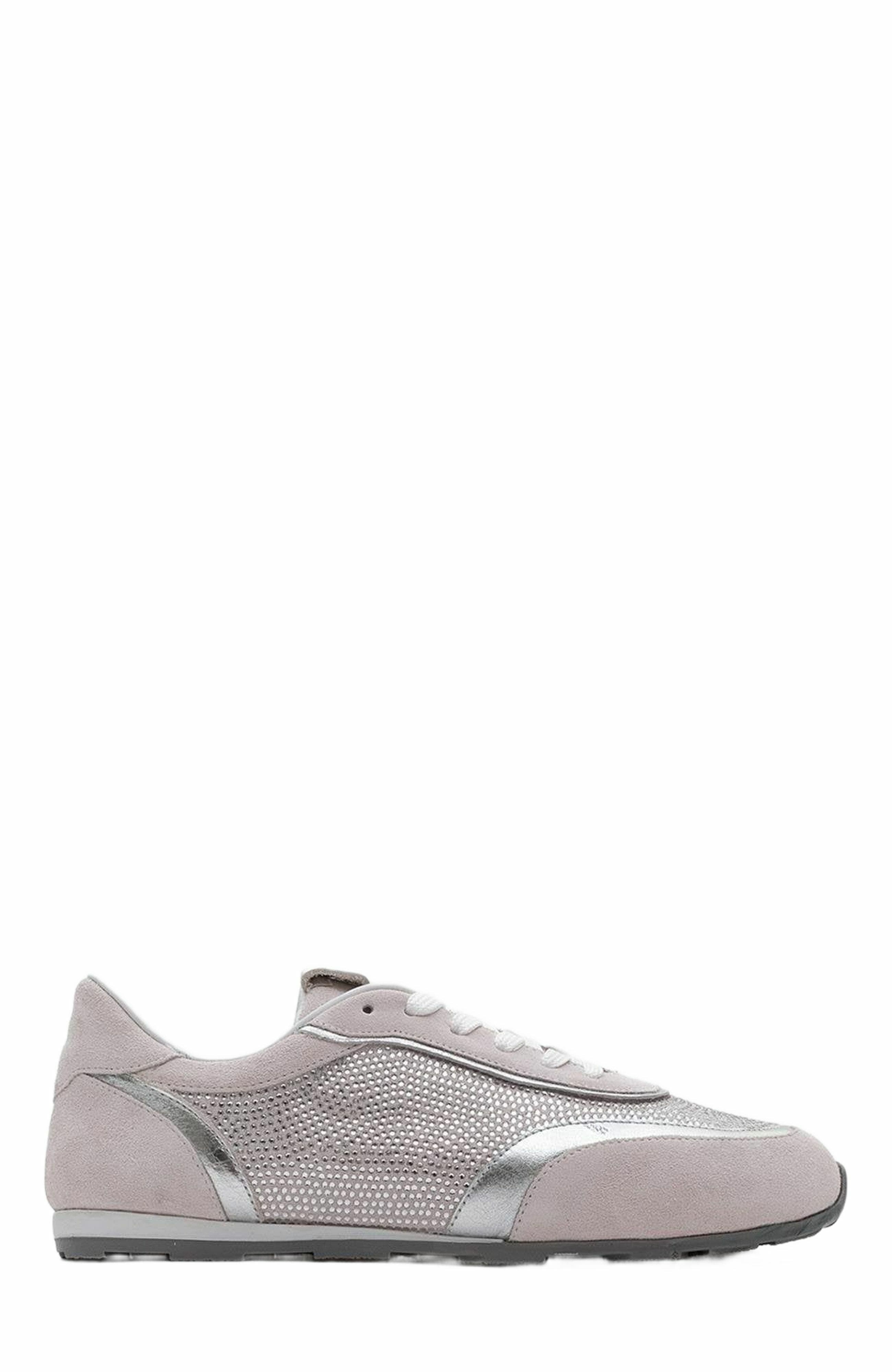 Bonia Rhinestone Suede Leather Sneakers, Alternate, color, Pink Suede Leather