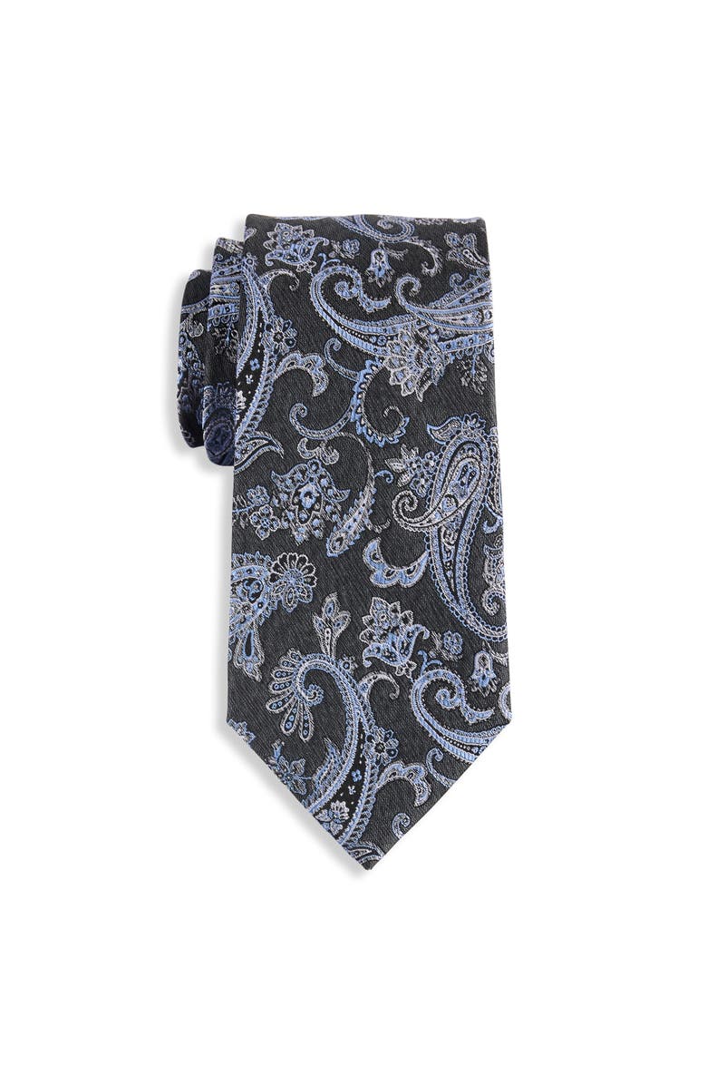 Michael Kors Big & Tall Dallard Paisley Tie, Main, color, Black