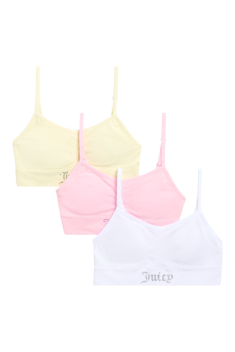 Kids' Assorted 3-Pack Bralettes, Main, color, PEONY/ WHITE/ PINEAPPLE ICE