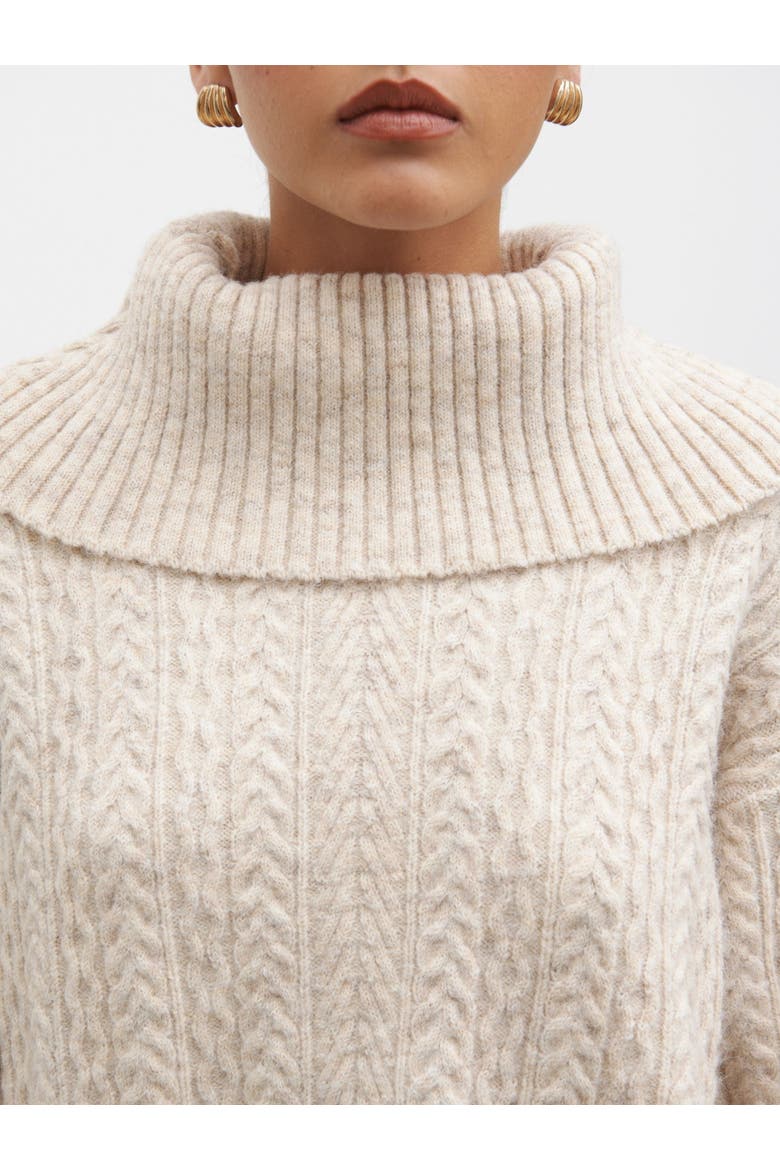 Blossom Cable Knit  Roll Neck Jumper, Alternate, color, Beige