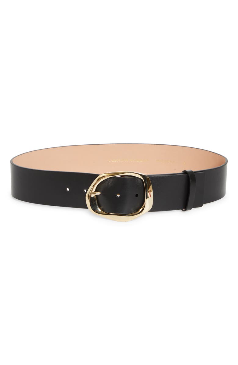 Carolina Herrera Sculptural Leather Belt, Alternate, color, Black