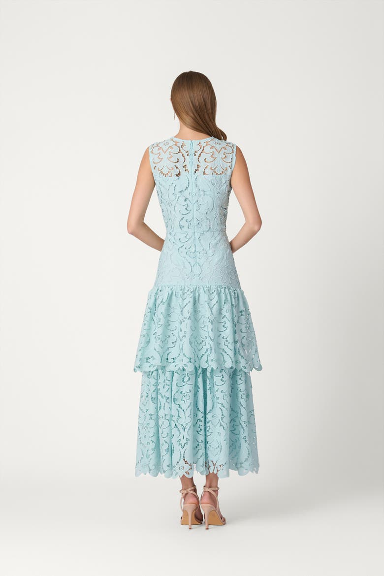 Midnight Mosaic Crepe de Chine Lace Mia Dress, Alternate, color, Sea Mist