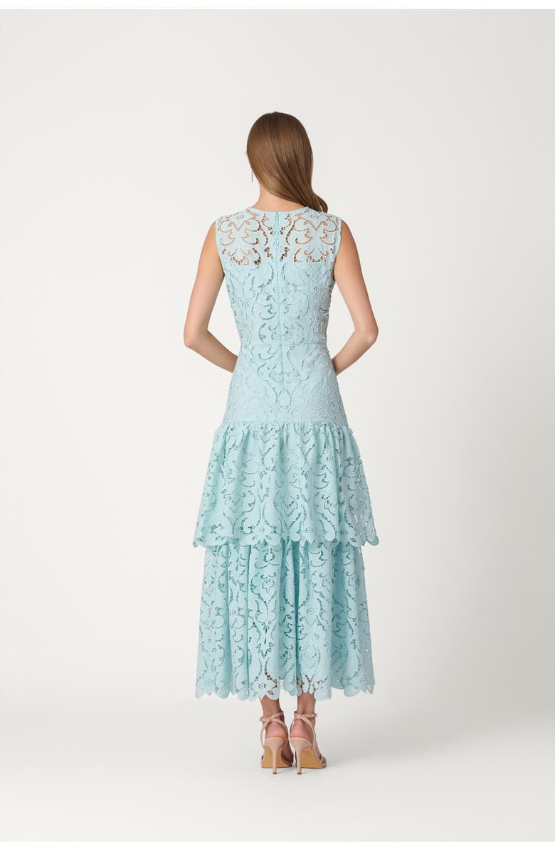 Shoshanna Midnight Mosaic Crepe de Chine Lace Mia Dress, Alternate, color, Sea Mist