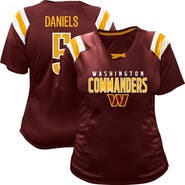 FANATICS Women's Fanatics Jayden Daniels Burgundy Washington Commanders Plus Size Name & Number Raglan Lace V-Neck T-Shirt