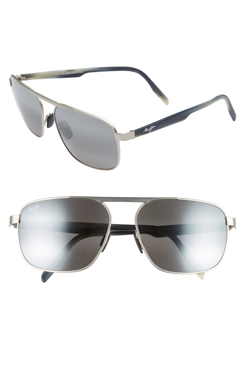 Waihe'e Ridge 60mm Polarized Sunglasses, Main, color, BRUSHED GREY/ NEUTRAL GREY