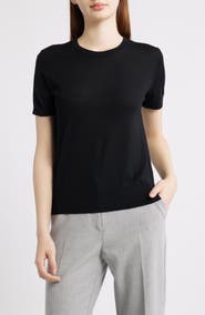 Theory Regal Short Sleeve Wool Sweater