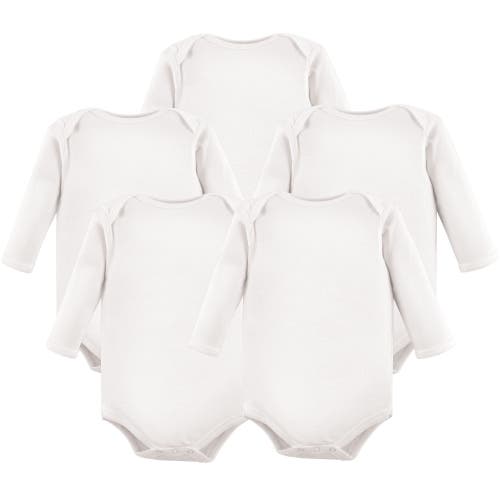 Hudson Baby Cotton Long-sleeve Bodysuits 5-pack In White