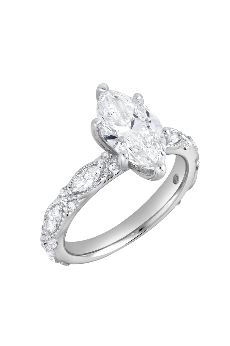 Althea 14K Gold 2.6 Ct Marquise Lab Grown Diamond Engagement Ring, Alternate, color, 14K White Gold