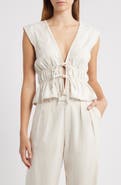 WAYF Clara Tie Front Linen Blend Top