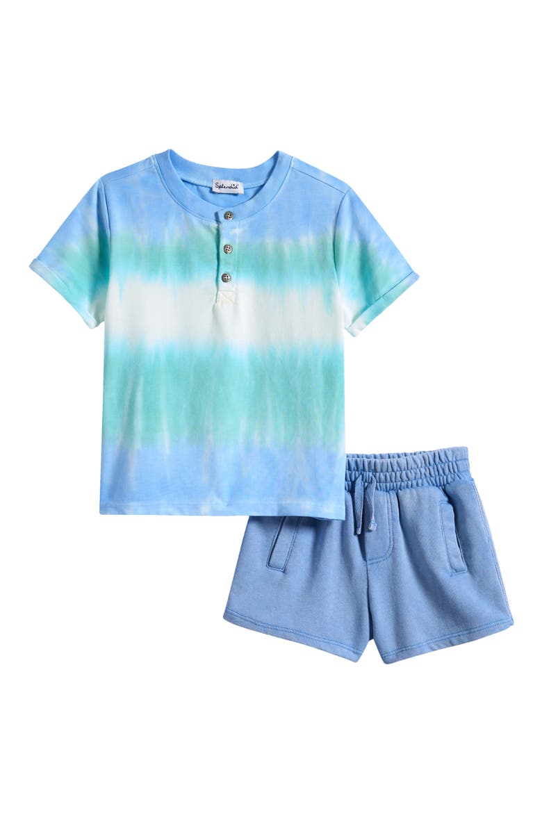 Kids' Sea Blast Tie Dye Henley & Shorts Set, Main, color, SEA BLAST TIE DYE