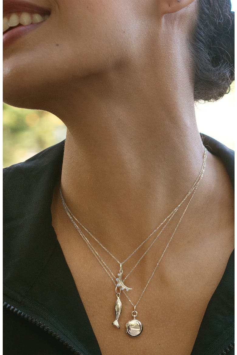 Nan Slim Round Locket Necklace, Alternate, color, STERLING SILVER