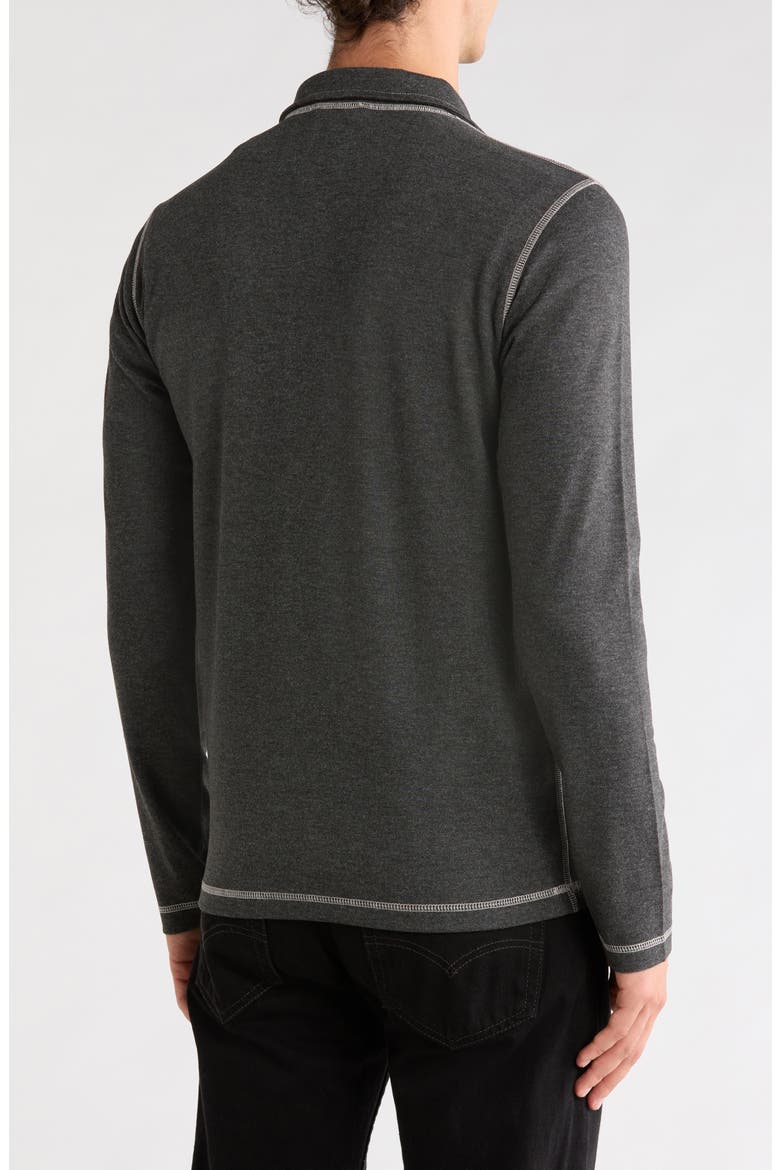Plated Knit Mini Oxford Quarter Zip Pullover, Alternate, color, CHAR/ BLACK