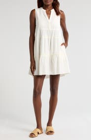 Elan Tiered Cotton Blend Cover-Up Dress
