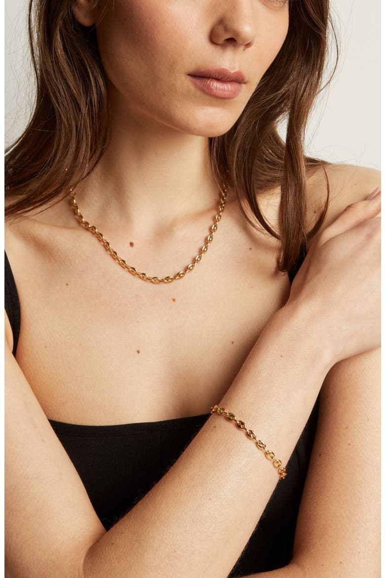 Puffed Mariner Chain Necklace, Alternate, color, Gold Plated Stainless Steel