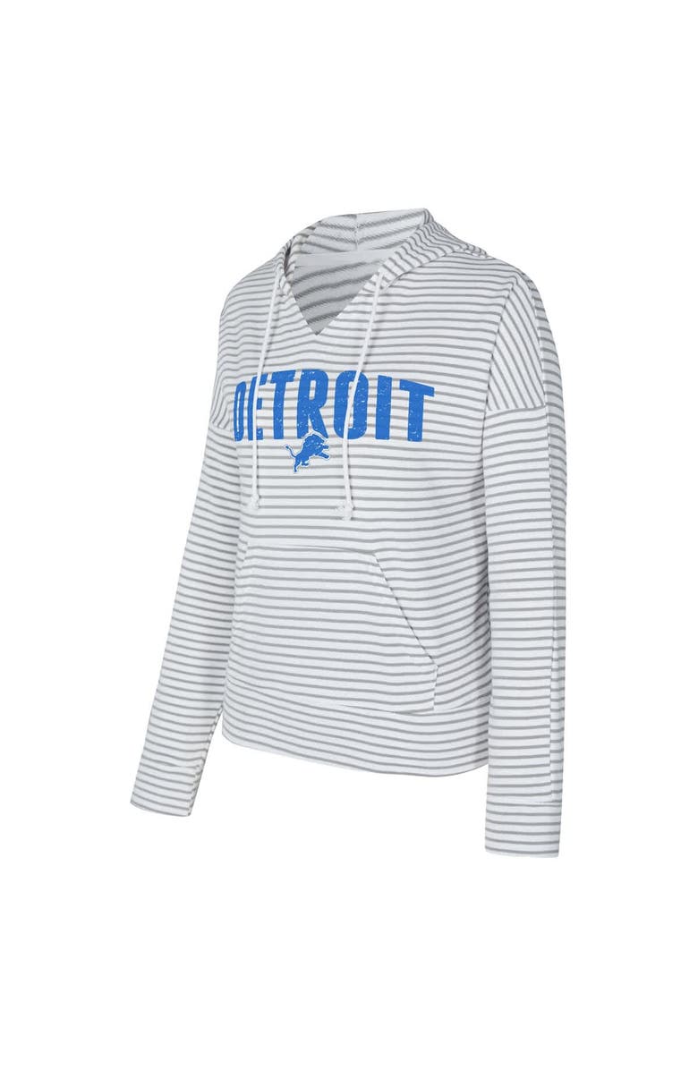 CONCEPTS SPORT Women's Concepts Sport White/Gray Detroit Lions Liftoff Striped V-Neck Hoodie, Alternate, color, White