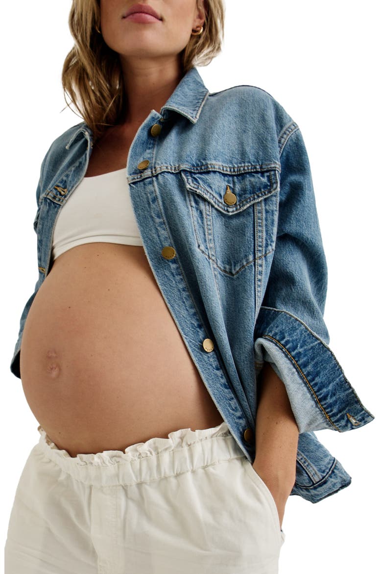 The Classic Maternity Jean Jacket, Alternate, color, LIGHT WASH