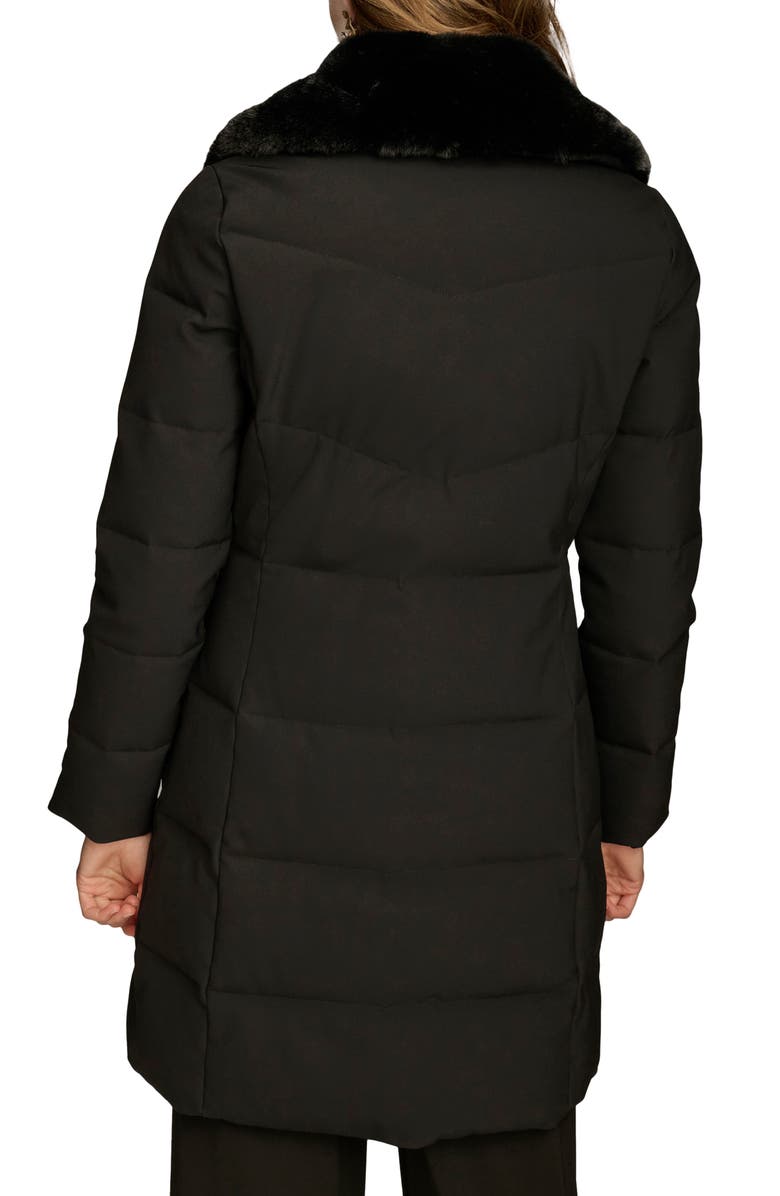 Donna Karan New York Walker Puffer Coat with Faux Fur Trim, Alternate, color, 