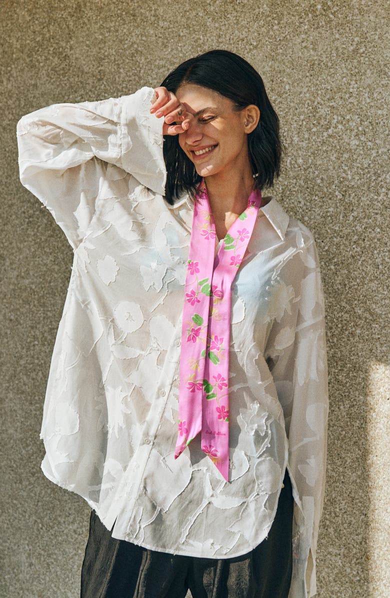 Lost Pattern Beach Blossom Skinny Silk Scarf, Alternate, color, 