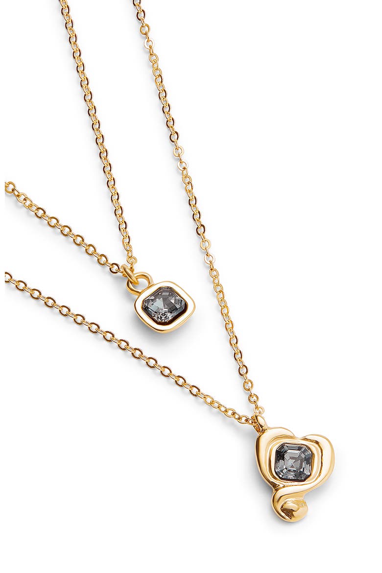 Multi-Layer Pendant Link Chain Necklace with Heart Charm, Alternate, color, Gold