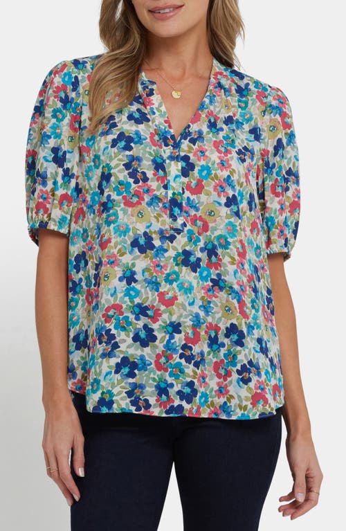 Nydj Puff Sleeve Popover Top In Cala Gracio
