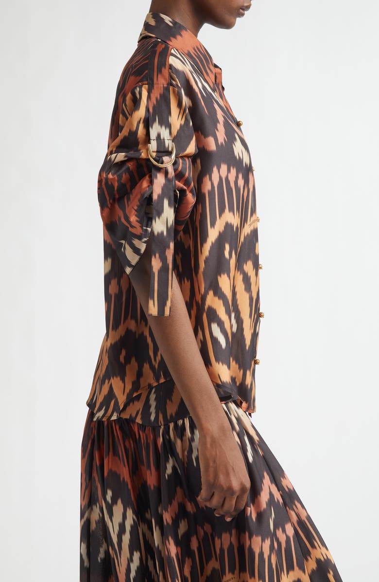 Zimmermann Aster Ikat Print Relaxed Silk Button-Up Shirt, Alternate, color, Charcoal Ikat