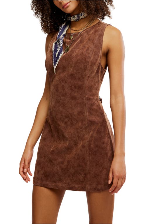 Free People Atlas Cutout Faux Suede Minidress In Brown