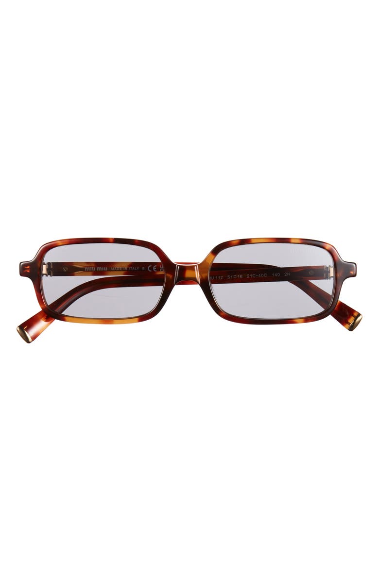 Miu Miu 51mm Rectangular Sunglasses, Main, color, Havana/ Grey