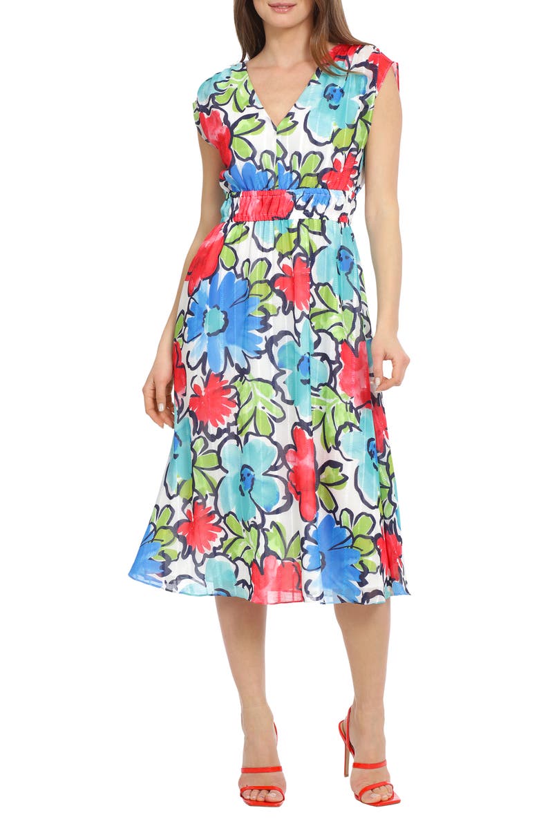 Maggy London Floral Midi Dress, Main, color,