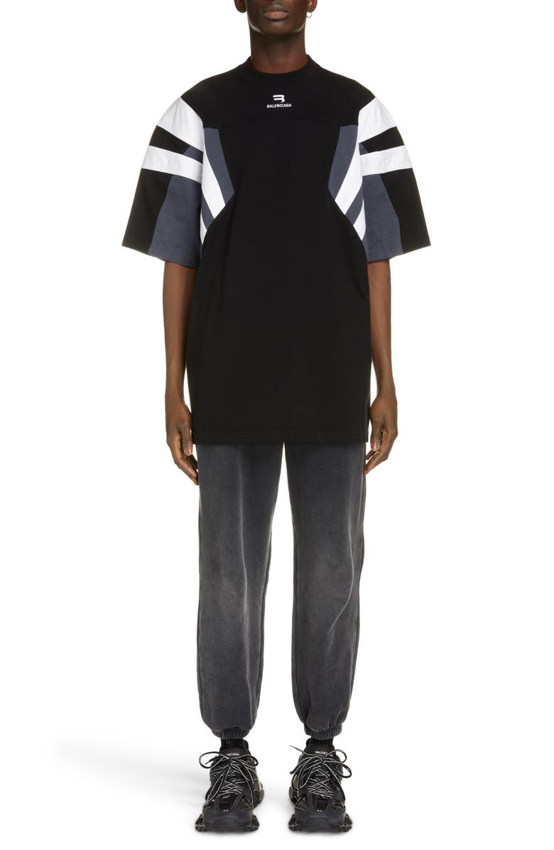 Balenciaga Logo Organic Cotton Tracksuit T-Shirt, Alternate, color,