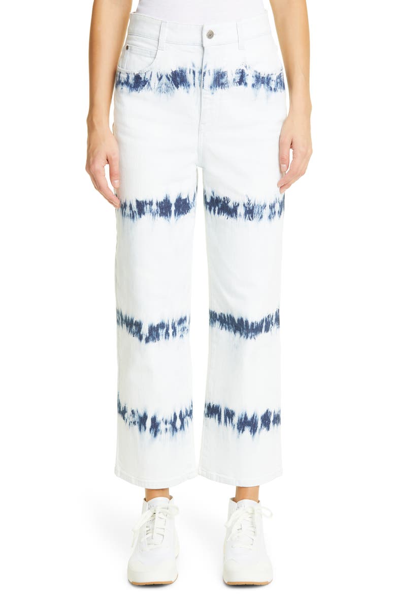 High Waist Crop Tie Dye Stripe Jeans, Main, color, TIE DIE