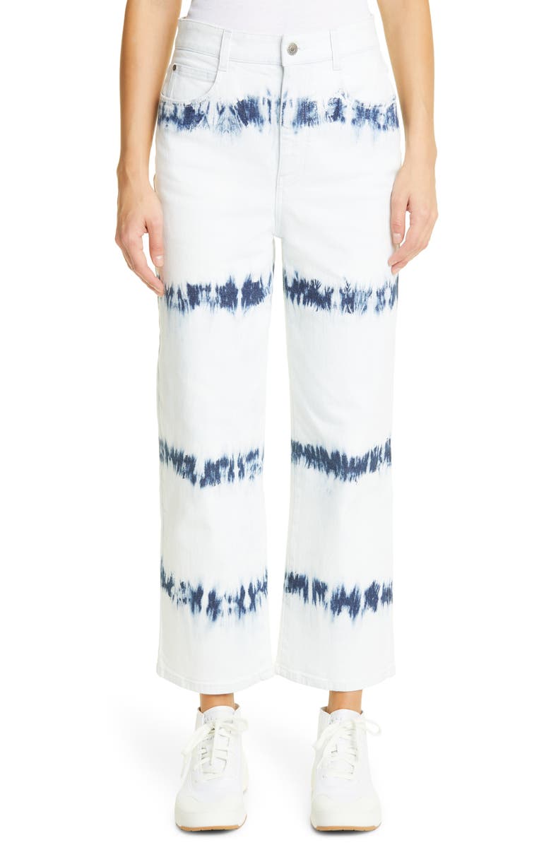 Stella McCartney High Waist Crop Tie Dye Stripe Jeans, Main, color,
