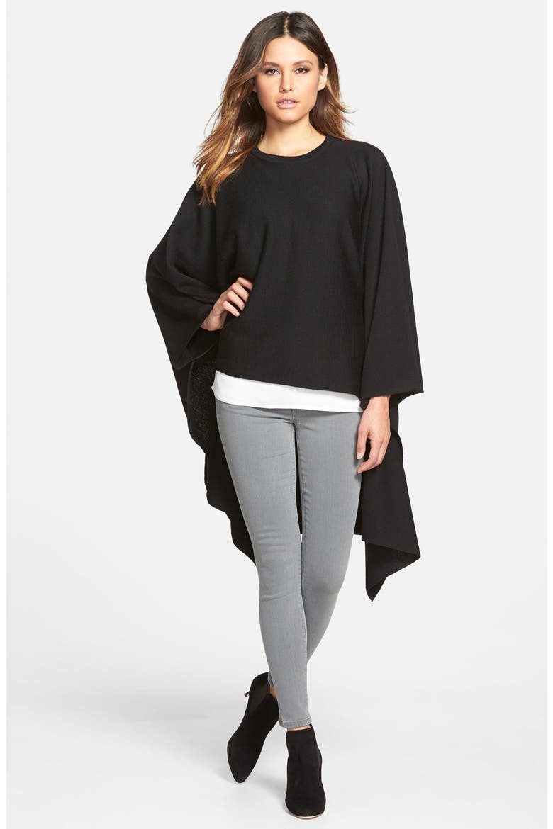 Merino High/Low Poncho, Main, color, BLACK